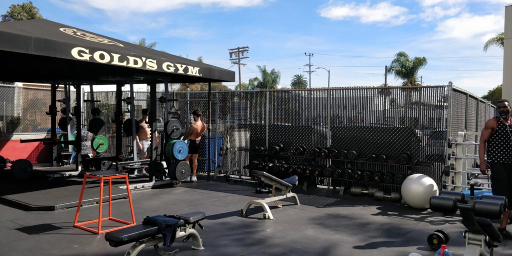 The yard at Gold's Gym